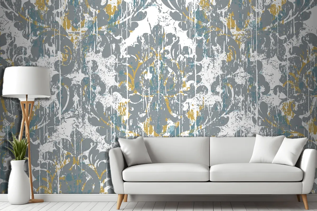 Royal Vintage Grunge Style Damaged Retro Wallpaper Mural