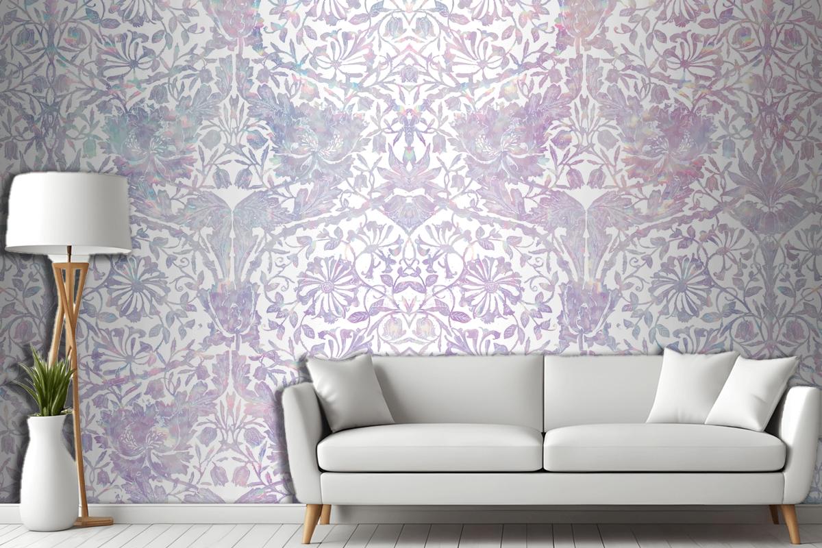 Vintage Floral Holographic Pattern Remix Wallpaper Mural