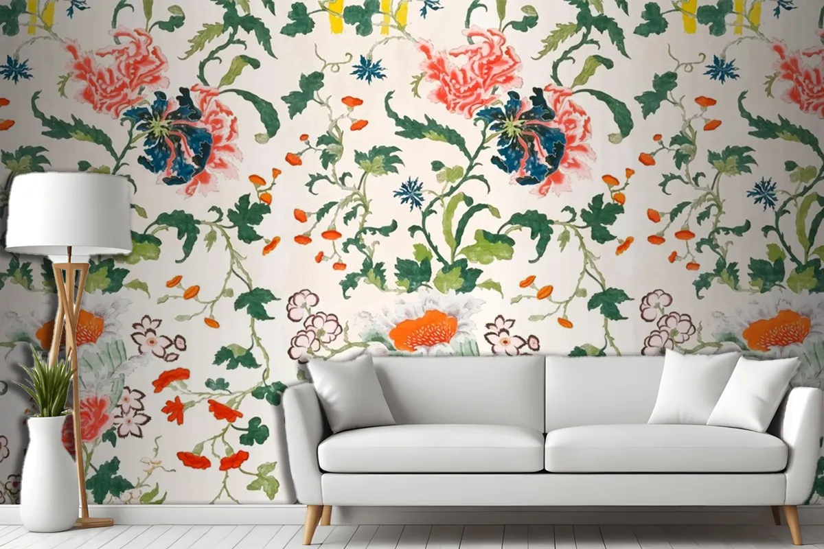 Vintage Floral Pattern Background Living Room Wallpaper Mural