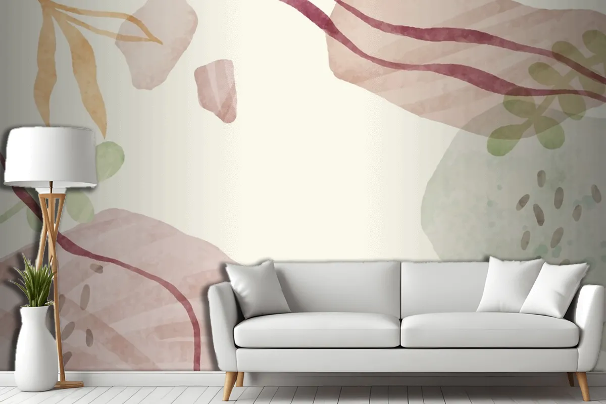 Watercolor Abstract Doodle Background Living Room Wallpaper Mural