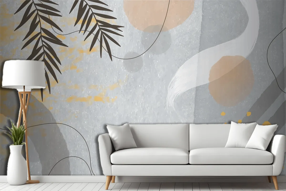 Watercolor Abstract Doodle Living Room Wallpaper Mural