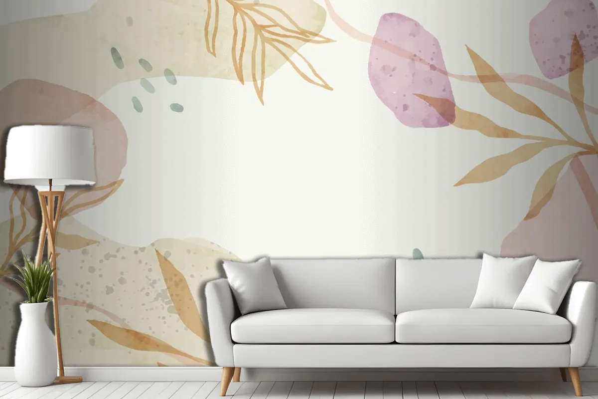 Watercolor Abstract Doodle Wallpaper Mural