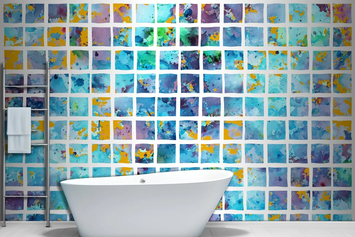 Watercolor Background In Mosaic Style Wallpaper Mural