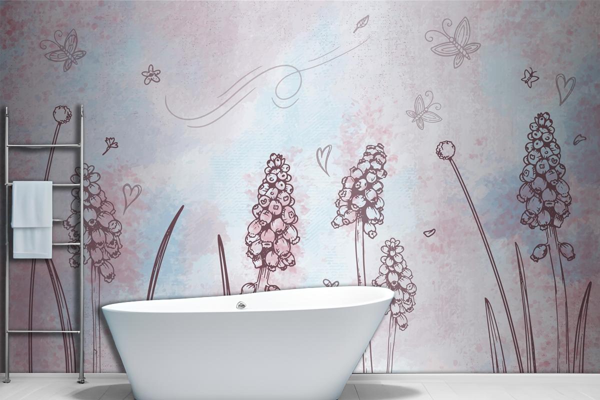 Watercolor Background With Hand Drawn Elements Wallpaper Mural