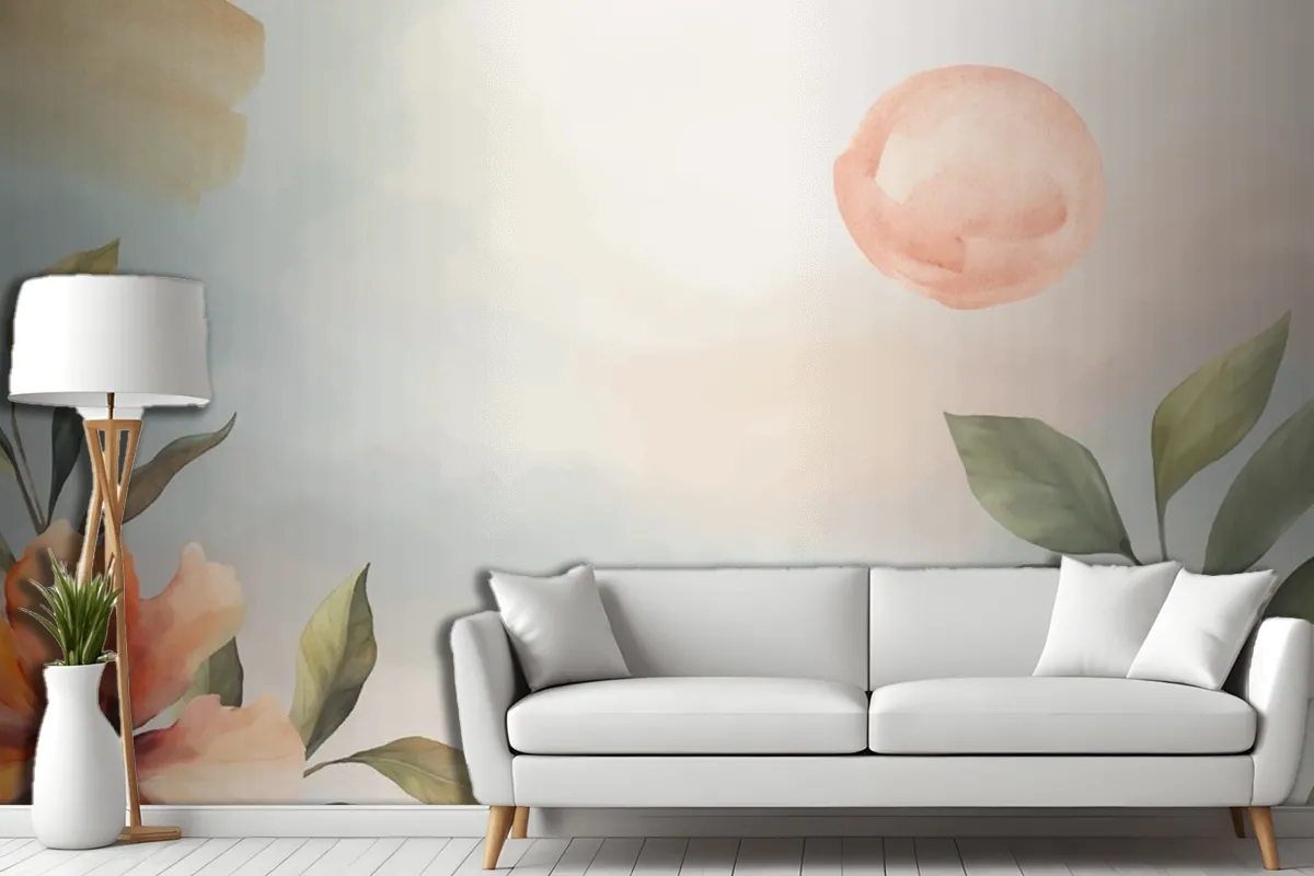 Watercolor Soft Earth Tones Background Living Room Wallpaper Mural