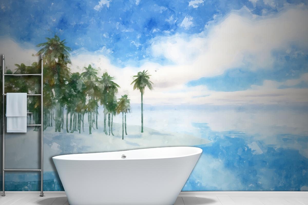 Watercolor Summer Tropical Background Wallpaper Mural