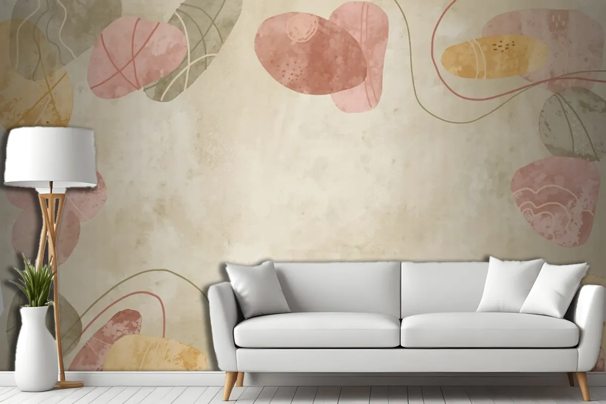 Watercolor Terracota Background Living Room Wallpaper Mural