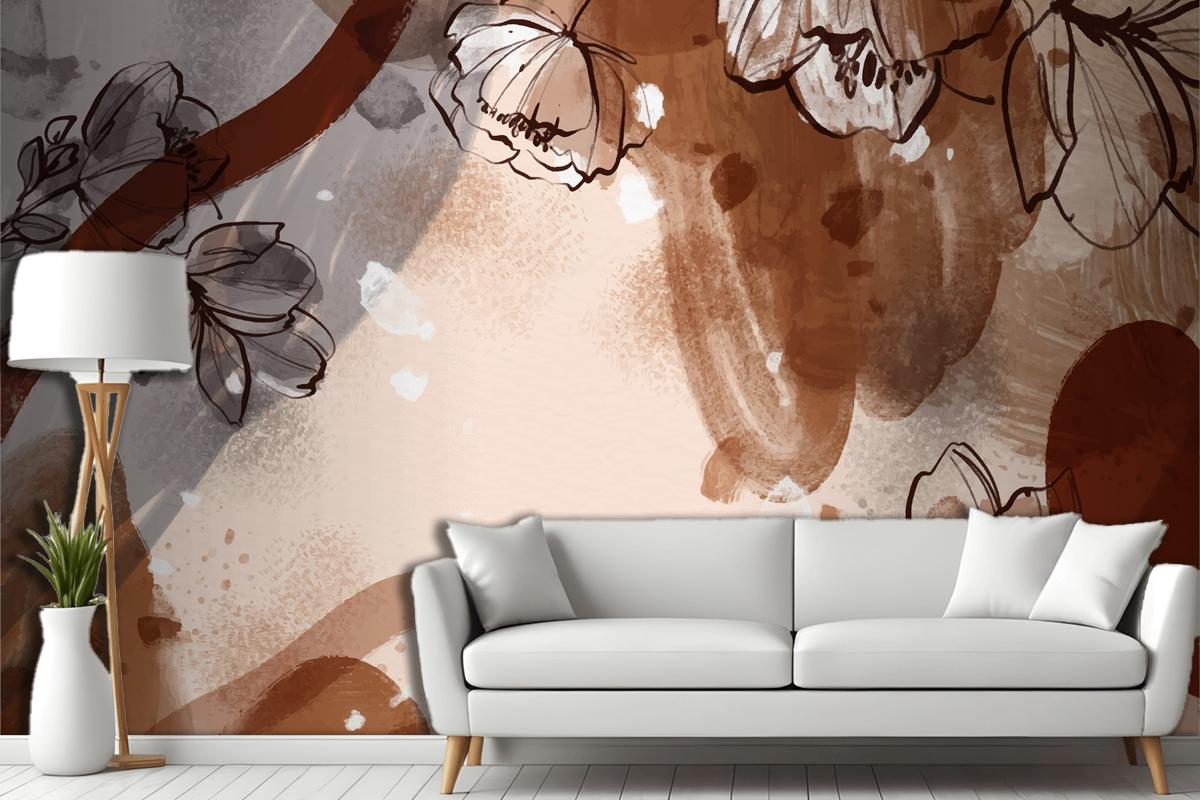 Watercolor Terracotta Background Living Room Wallpaper Mural