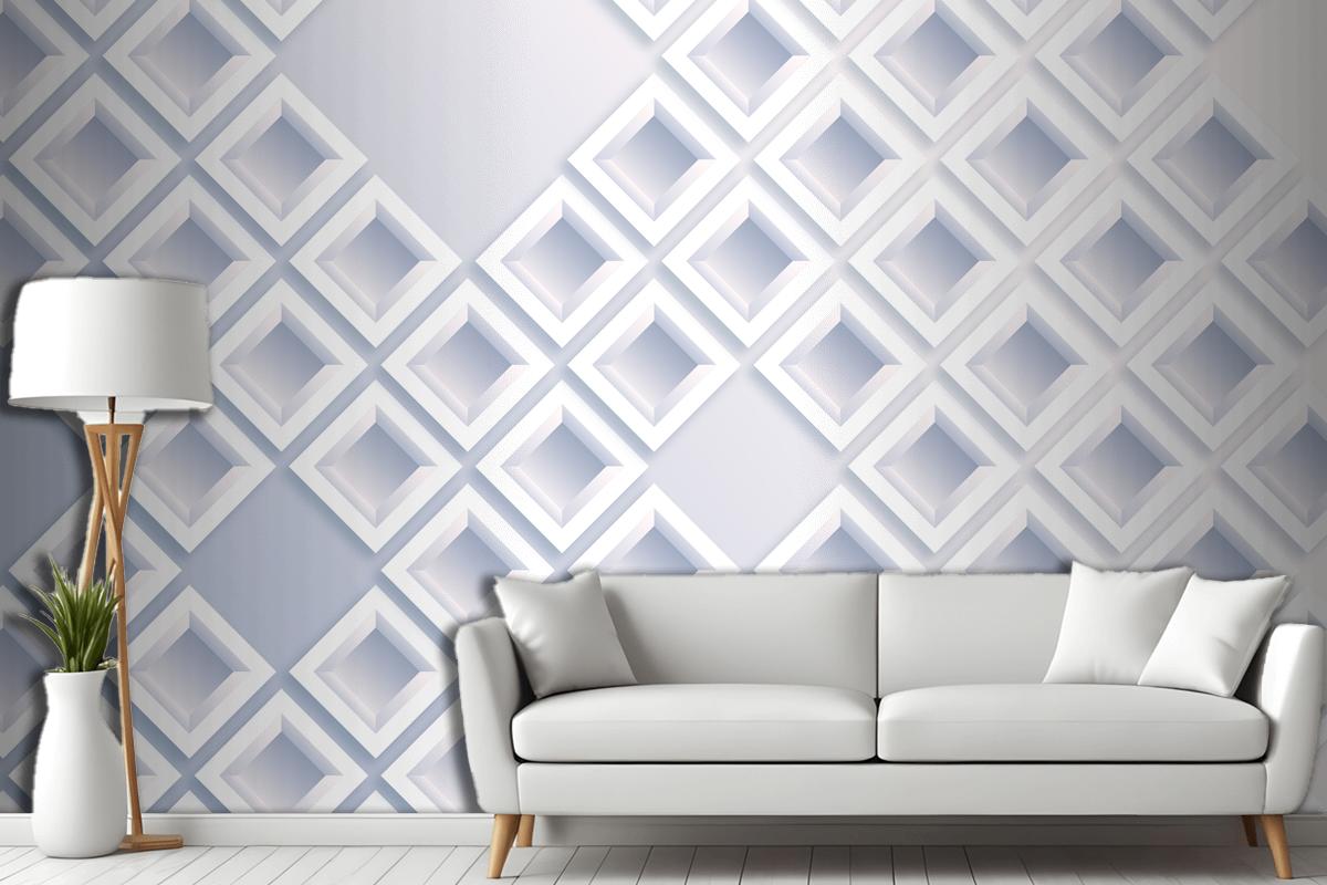 White Abstract 3D Paper Style Living Room Wallpaper Mural