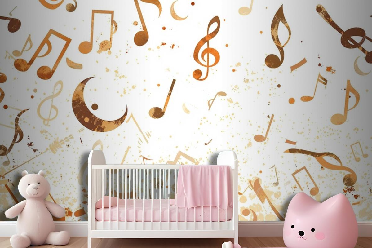 A Group Of Musical Notes Flying Through The Air Wallpaper Mural