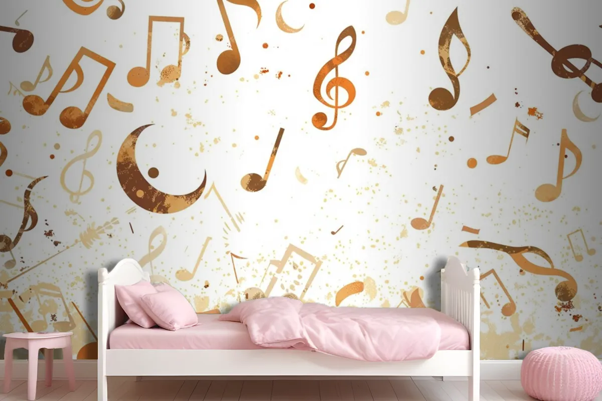 A Group Of Musical Notes Flying Through The Air Wallpaper Mural