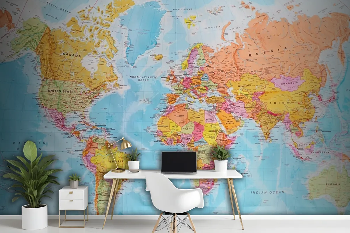 A Political Map Of The World Wallpaper Mural