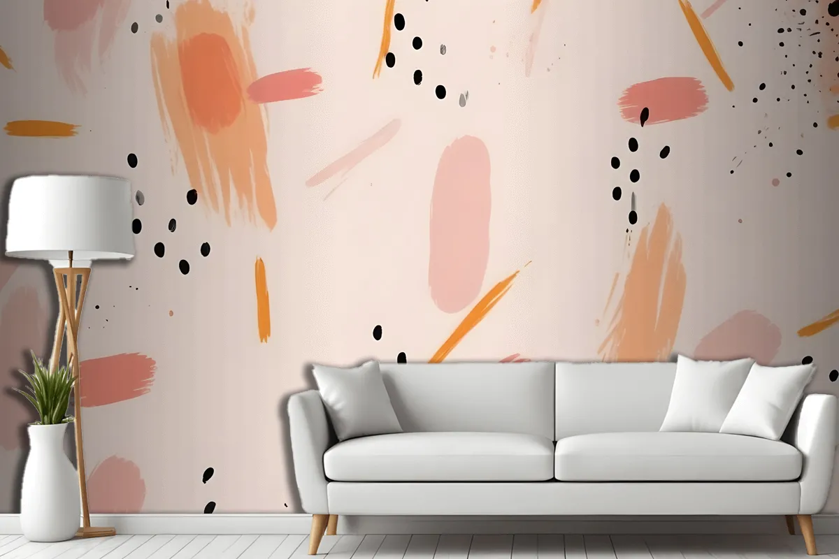 Abstract Background With Various Brush Strokes In Shades Of Wallpaper Mural