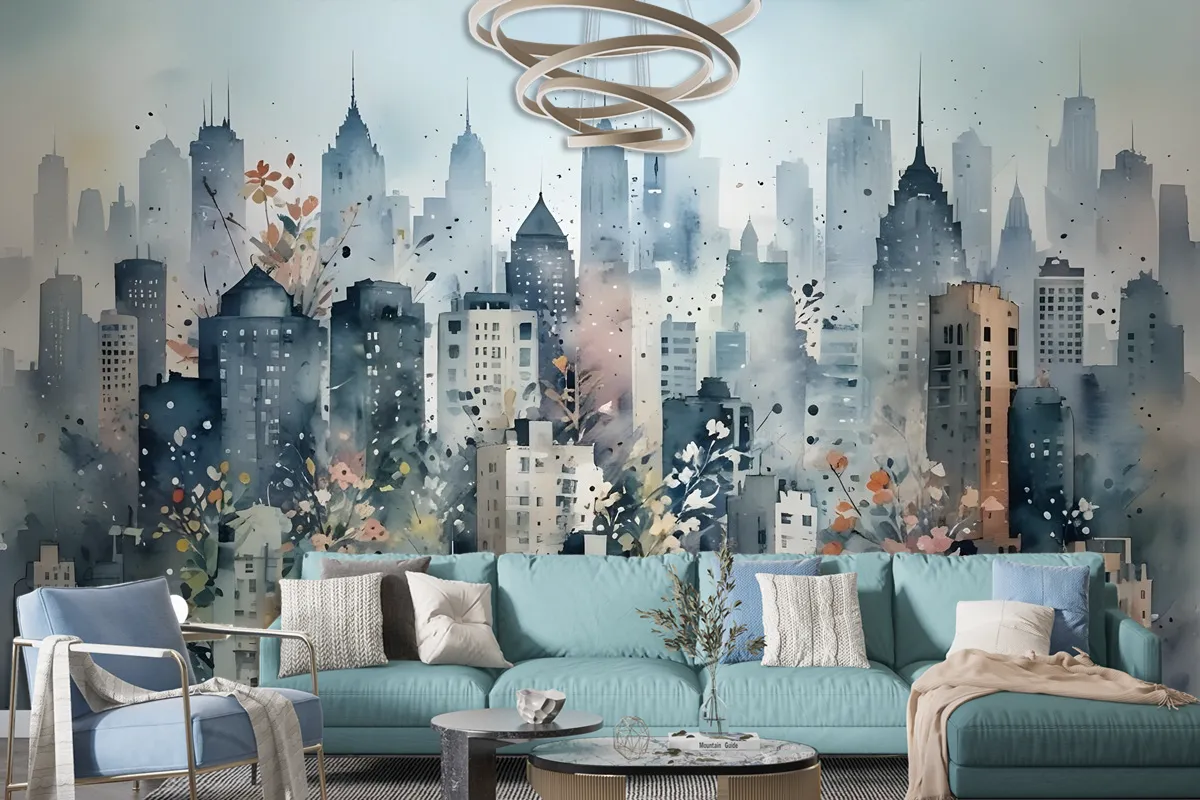 Abstract City Landscape Wallpaper Mural