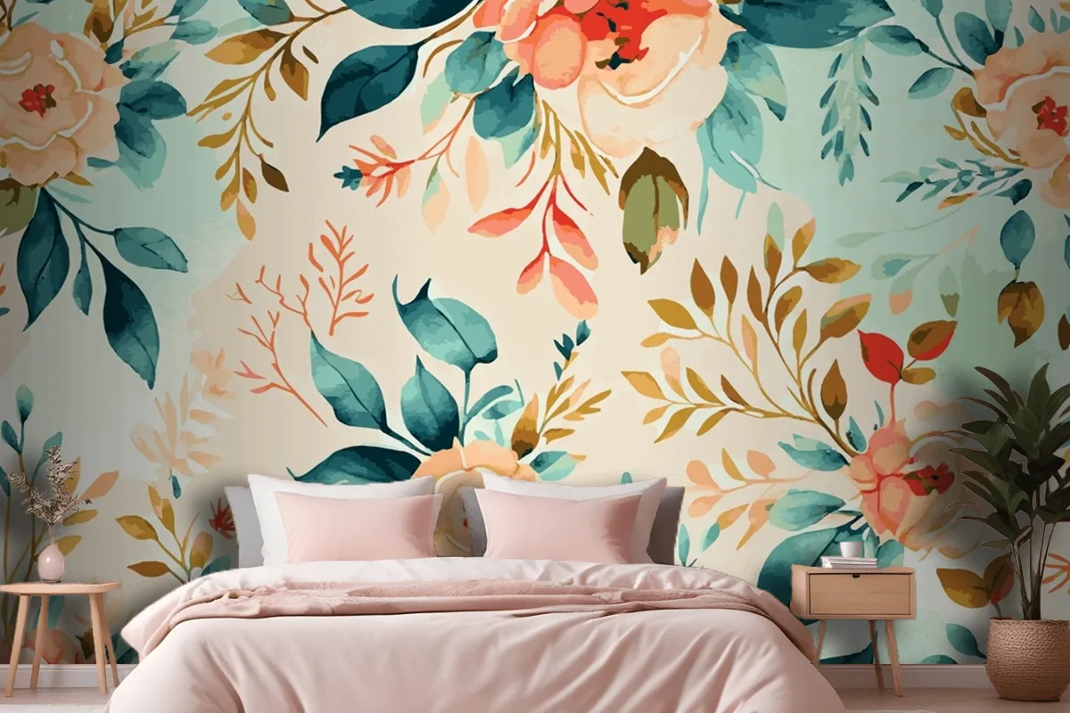 Abstract Floral Art Background Wallpaper Mural