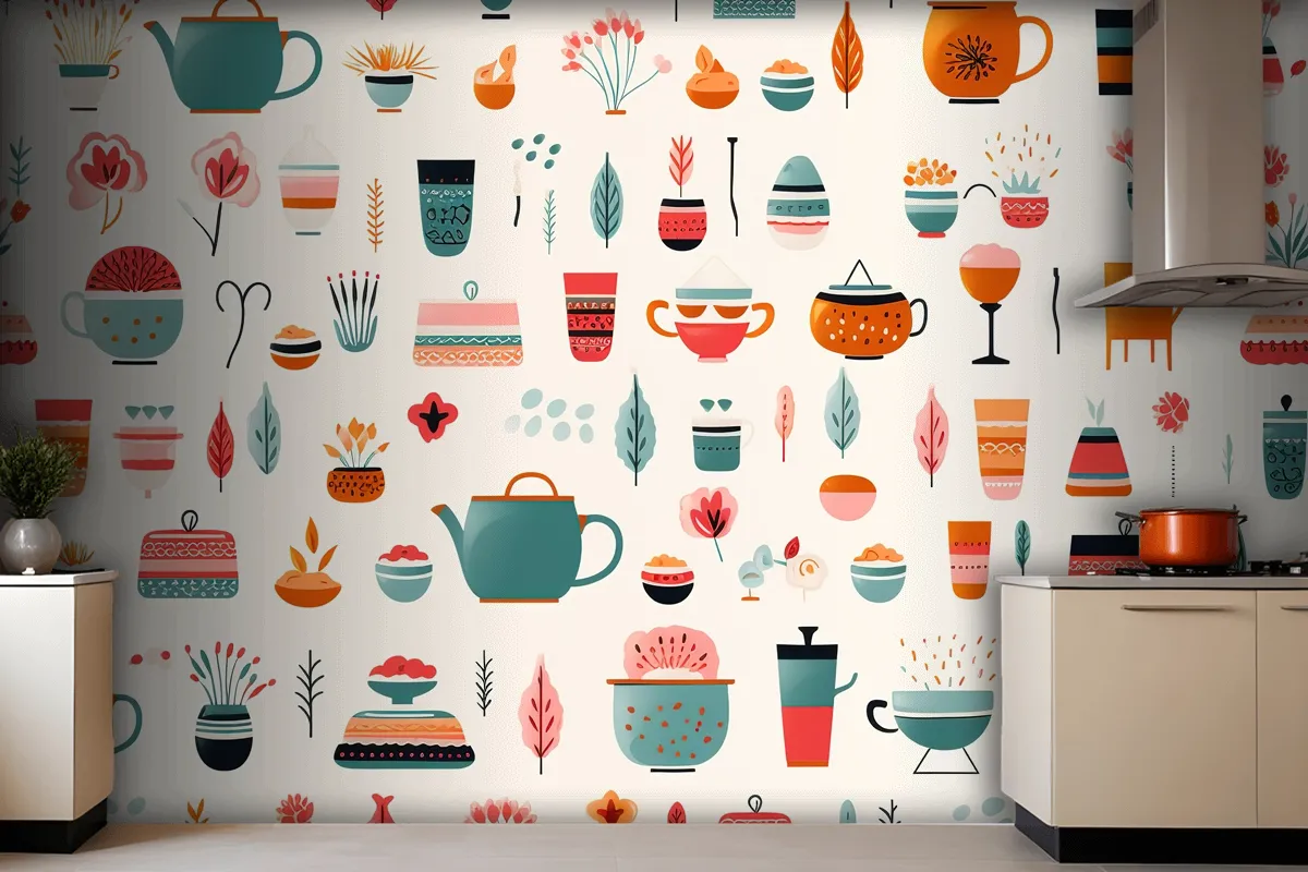 Abstract Floral Composition With Soft Colors Kitchen Wallpaper Mural