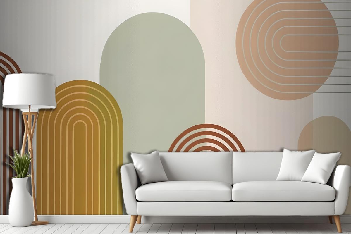 Abstract Geometric Shapes In Earthy Tones Wallpaper Mural