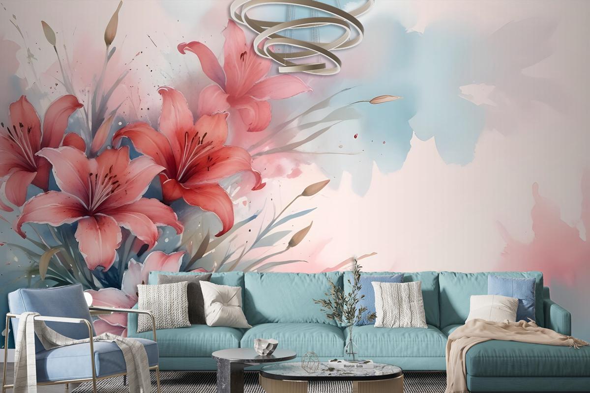 Abstract Lily Wallpaper Mural