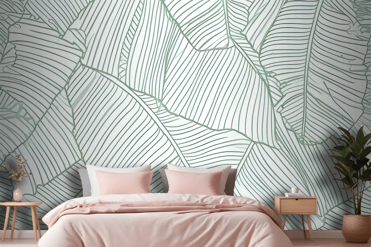 Abstract Lines Palm Leaves Wallpaper Mural