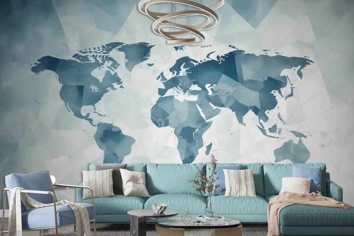 Abstract Map With Geometric Line Wallpaper Mural