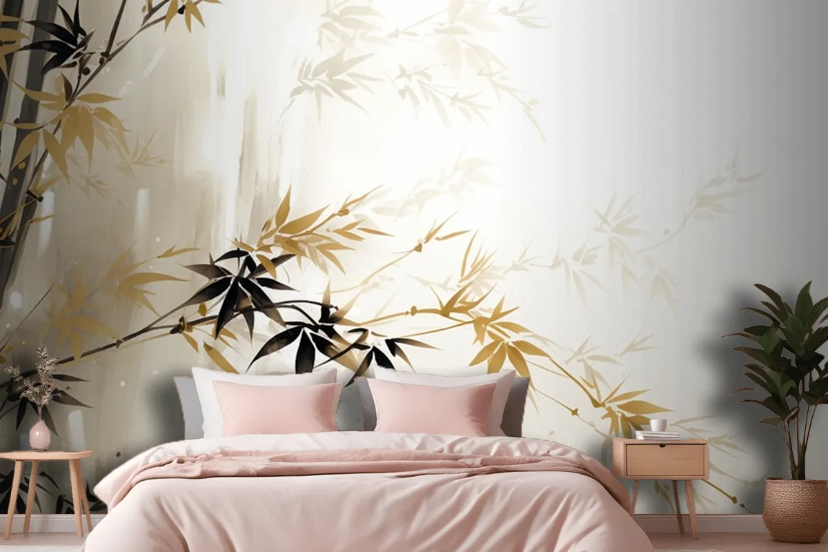 Abstract Oil Painting Technique Flowers Leaves Wallpaper Mural