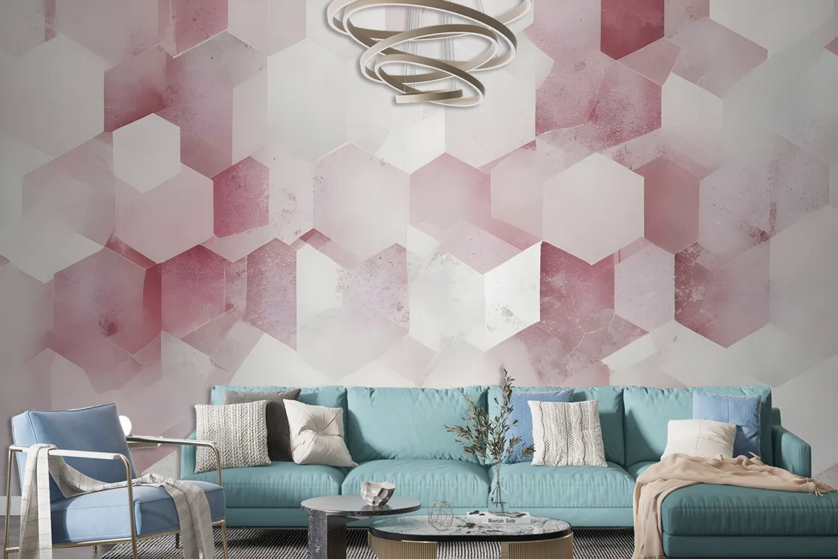 Abstract Pink Geometric Pattern Wallpaper Mural