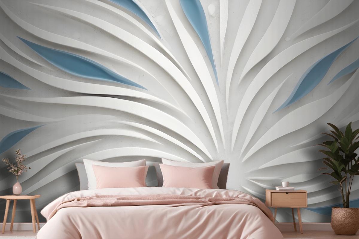 Abstract White And Blue Swirling Pattern Wallpaper Mural