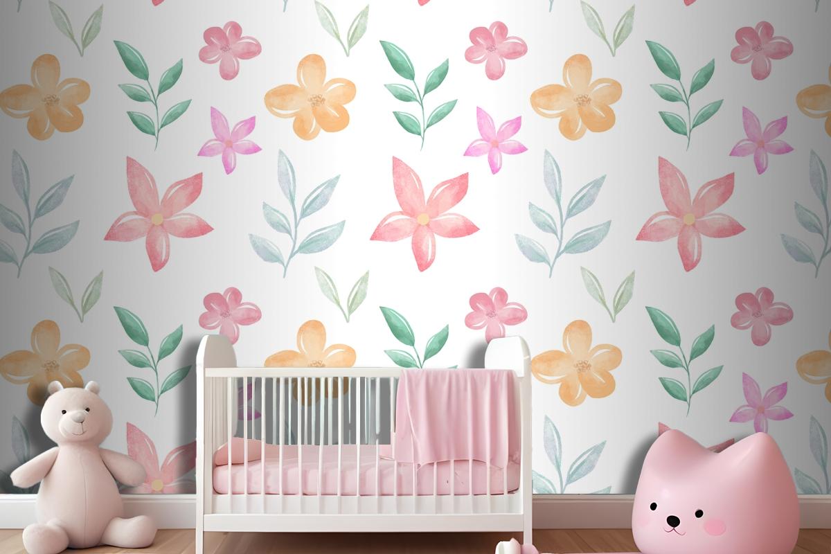 Background Floral Watercolor With Soft Colors Wallpaper Mural