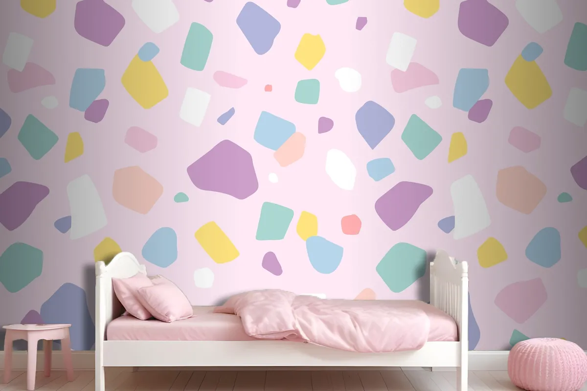 Background Seamless Pattern Vector With Cute Pastel Terrazzo Wallpaper Mural