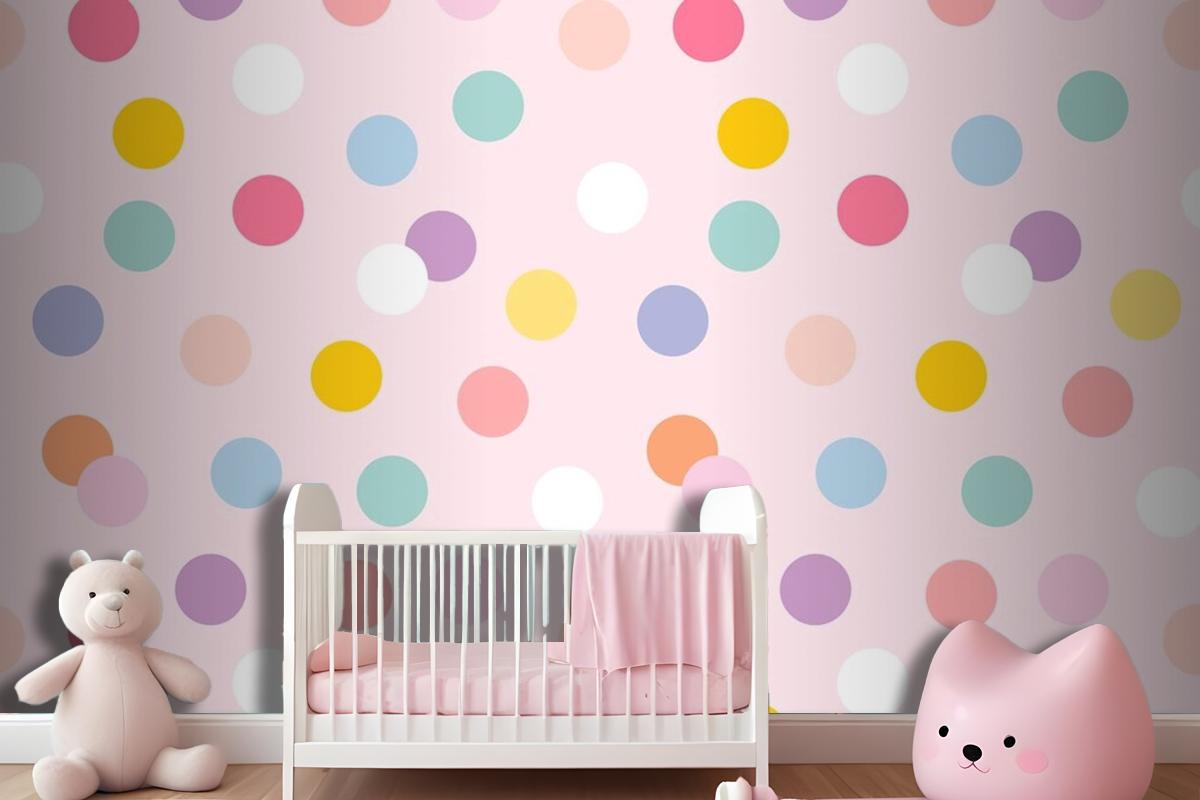 Background Seamless Pattern With Cute Pastel Polka Dots Wallpaper Mural