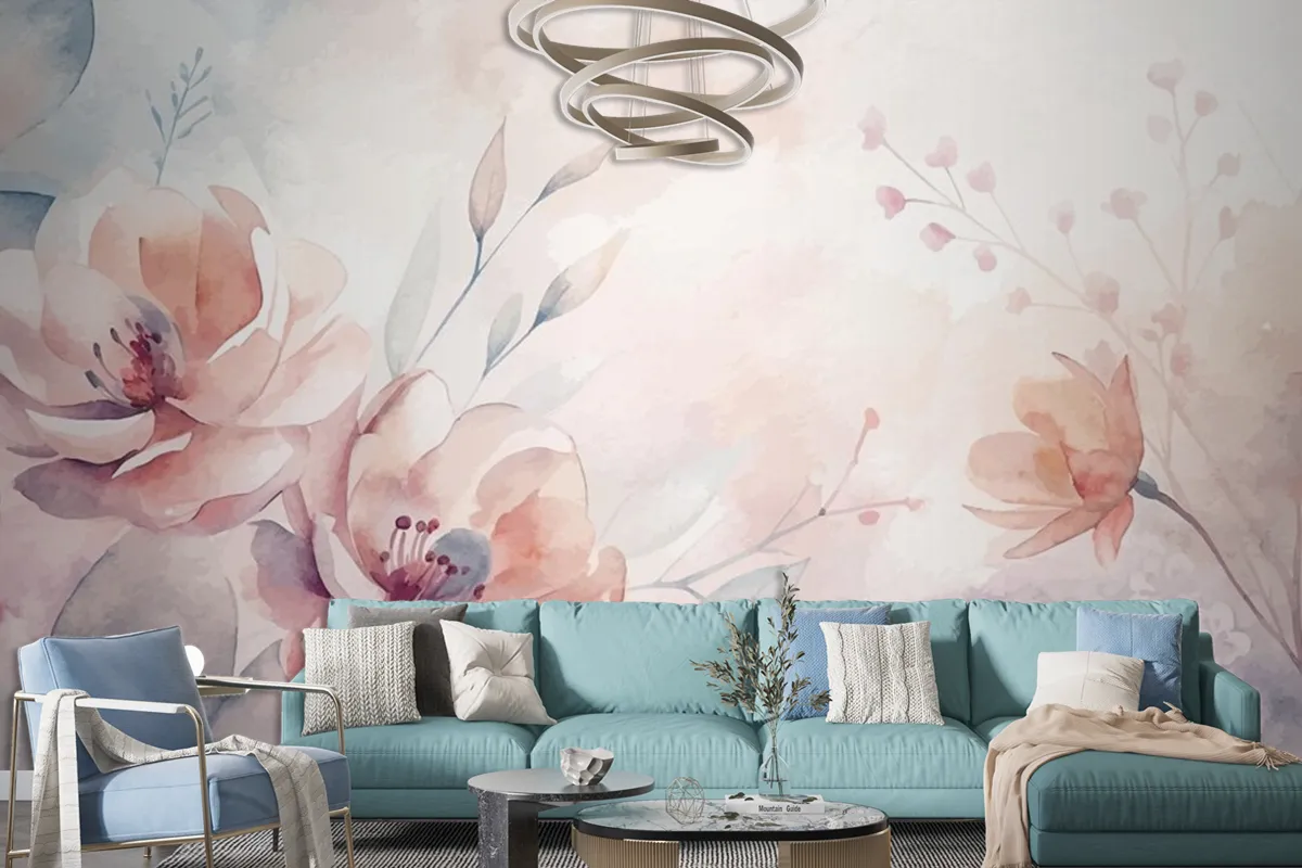 Beautiful Watercolor Flower Background Wallpaper Mural