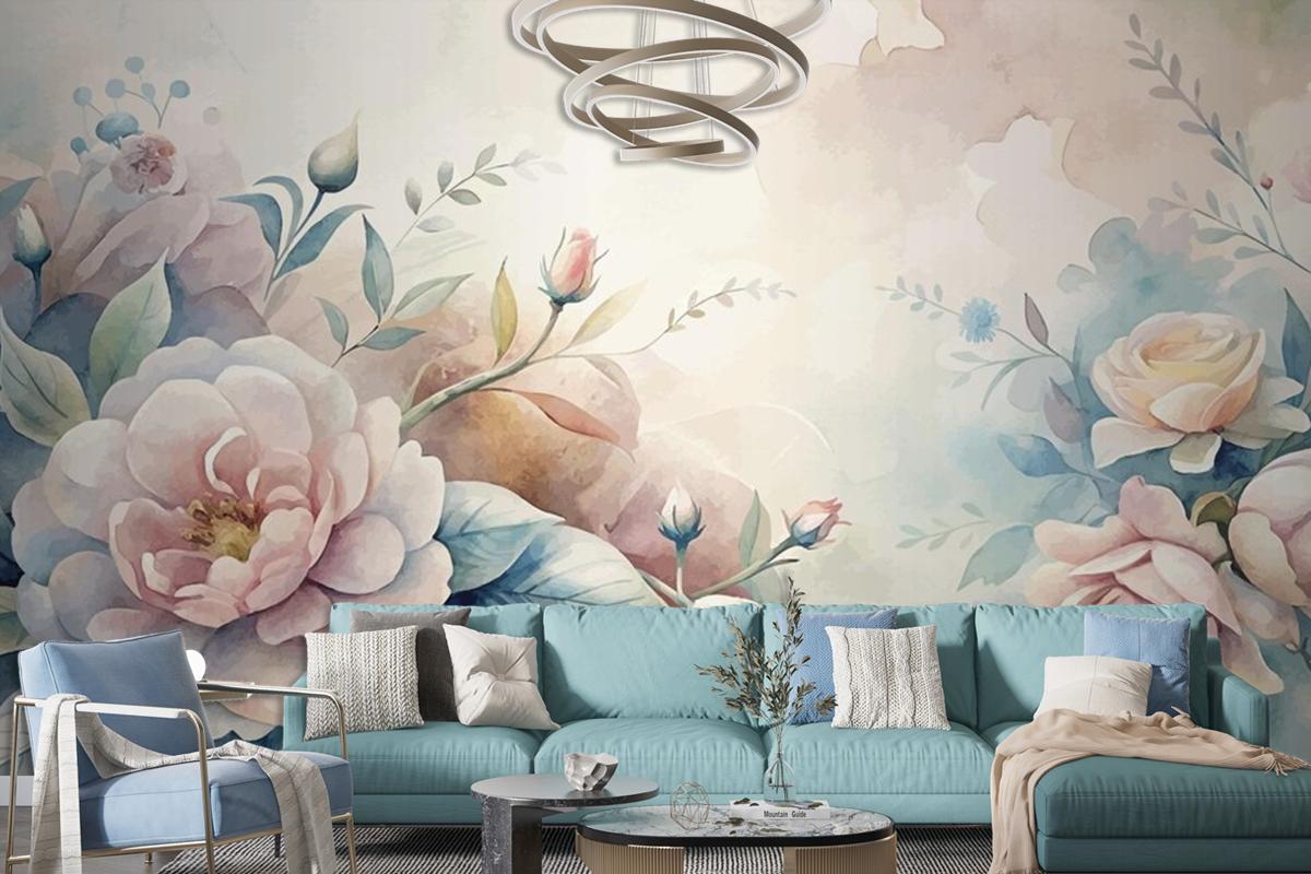 Beautiful Watercolor Flower Background Wallpaper Mural