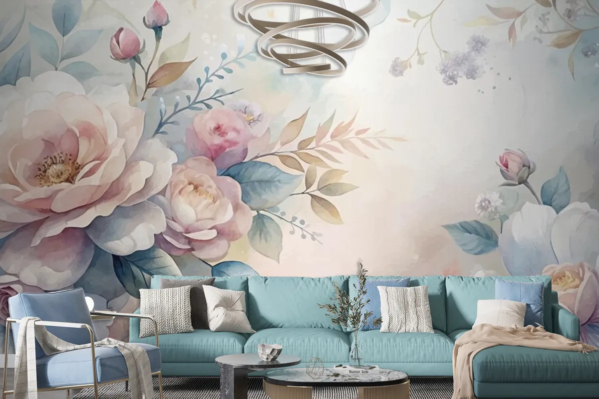 Beautiful Watercolor Flower Background Wallpaper Mural