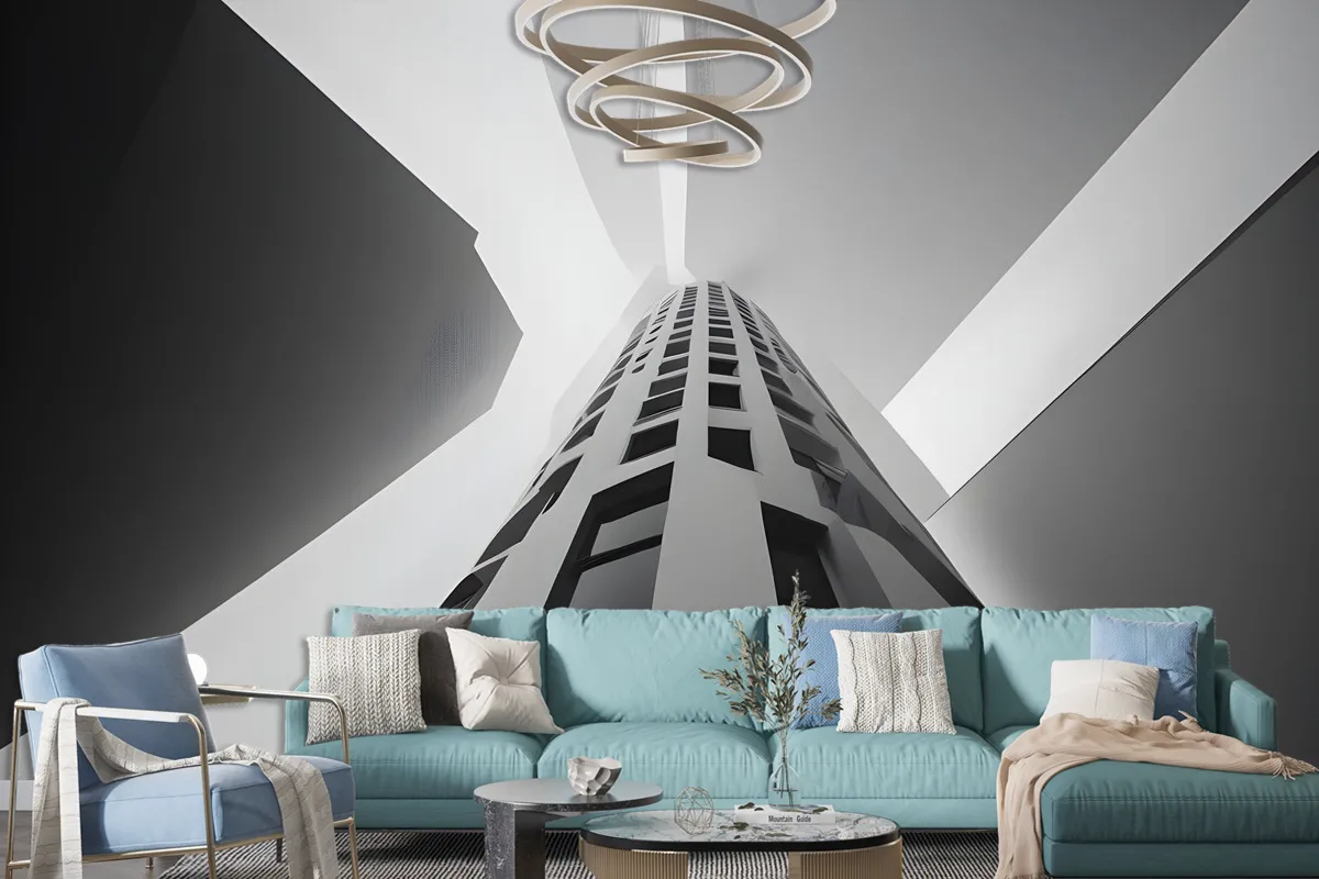 Black And White Architectural Firstperson Perspective Wallpaper Mural