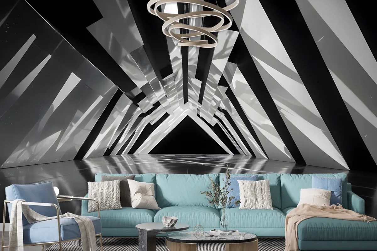 Black And White Architectural Iridescent Style Wallpaper Mural