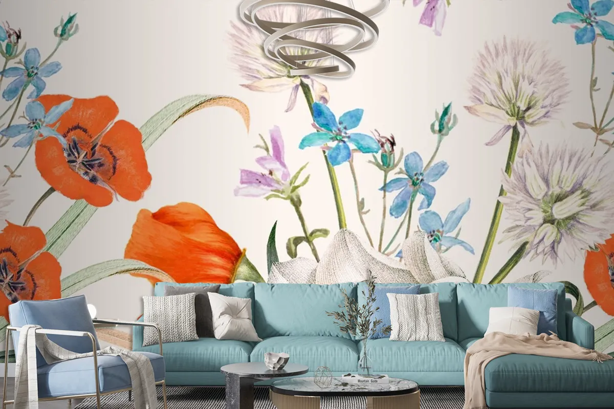 Blooming Spring Floral Pattern Wallpaper Mural