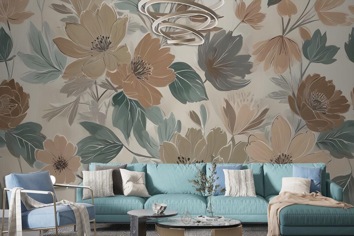 Bohemian Style Anemone Floral Bouquet Wallpaper Mural