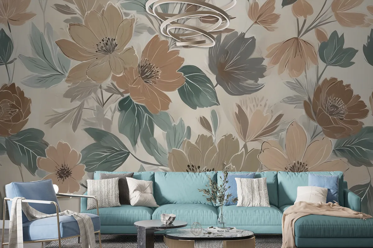 Bohemian Style Anemone Floral Bouquet Wallpaper Mural