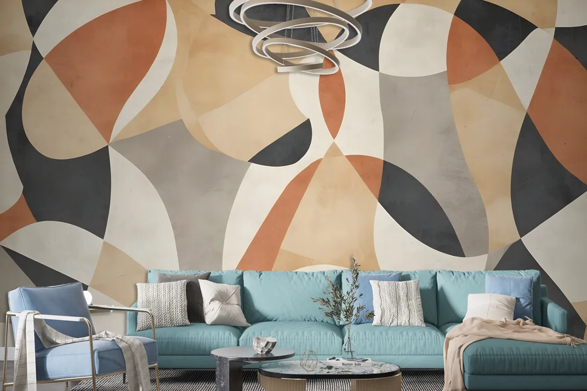 Boho Geometric Abstract Art Wallpaper Mural