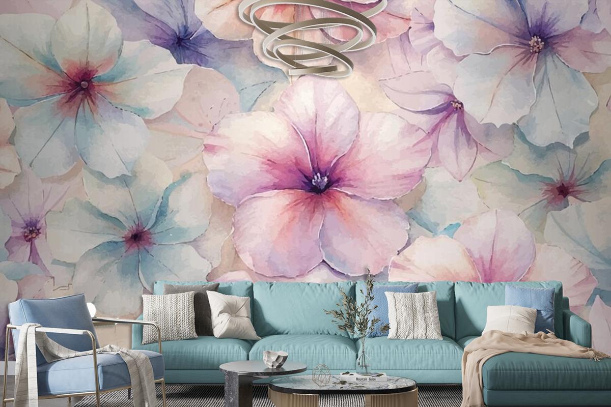 Charming Petunia Watercolor Background Wallpaper Mural