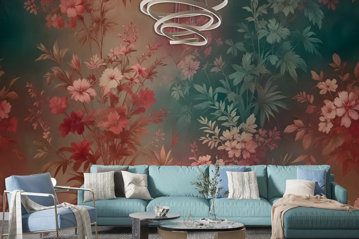 Chinoiserie Vintage Plants Wallpaper Mural