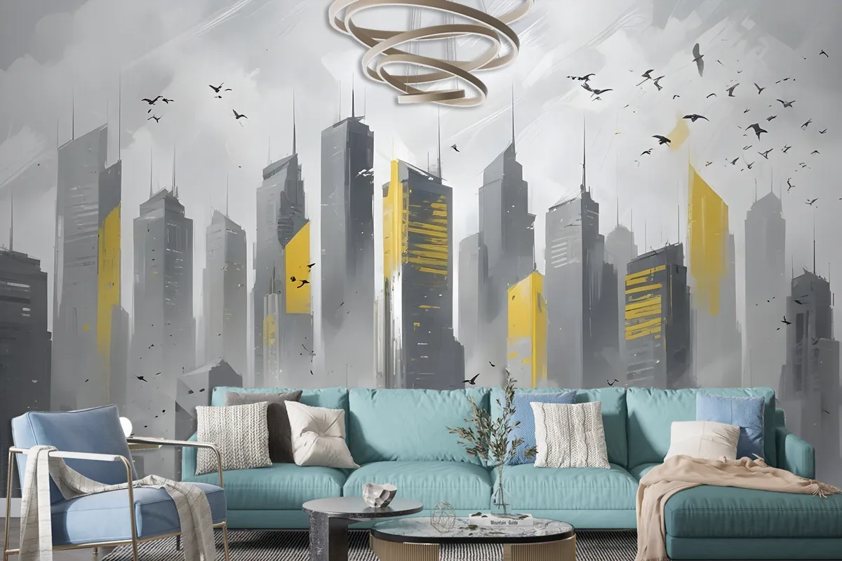 City Landscape Yellow City Light Wallpaper Mural