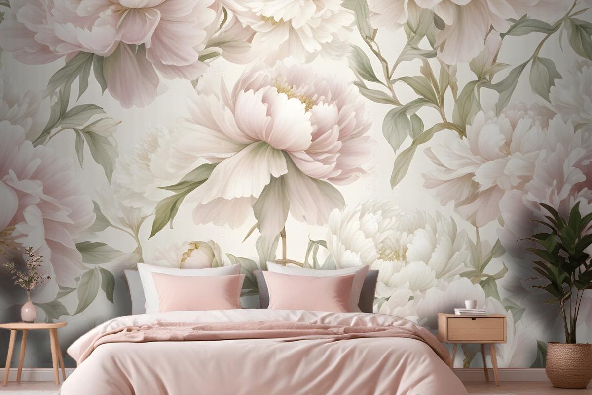 Closeup View Of A Floral Pattern Featuring Large Wallpaper Mural