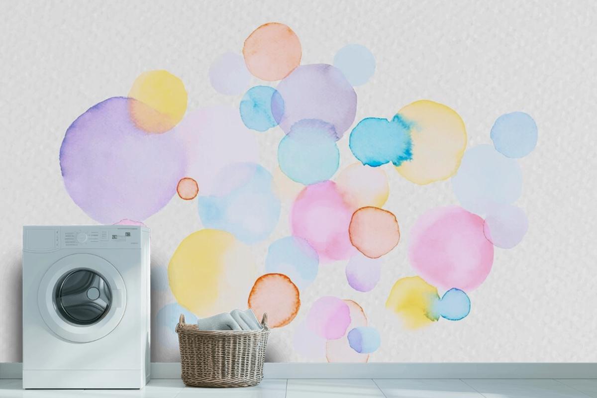 Colorful Abstract Watercolor Blobs Wallpaper Mural