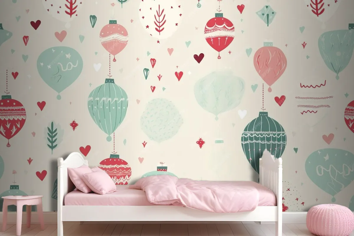 Colorful Christmas Seamless Pattern Wallpaper Mural