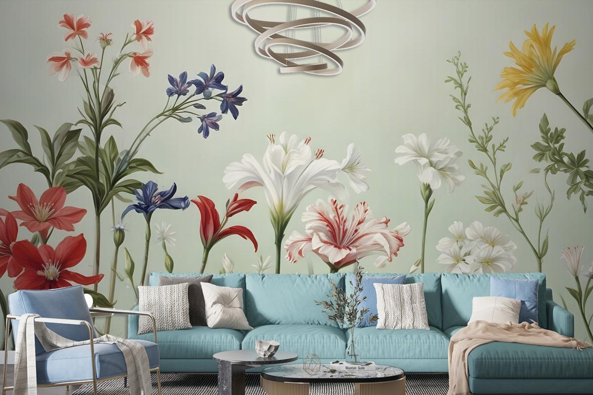 Colorful Plants And Flowers Wallpaper Mural