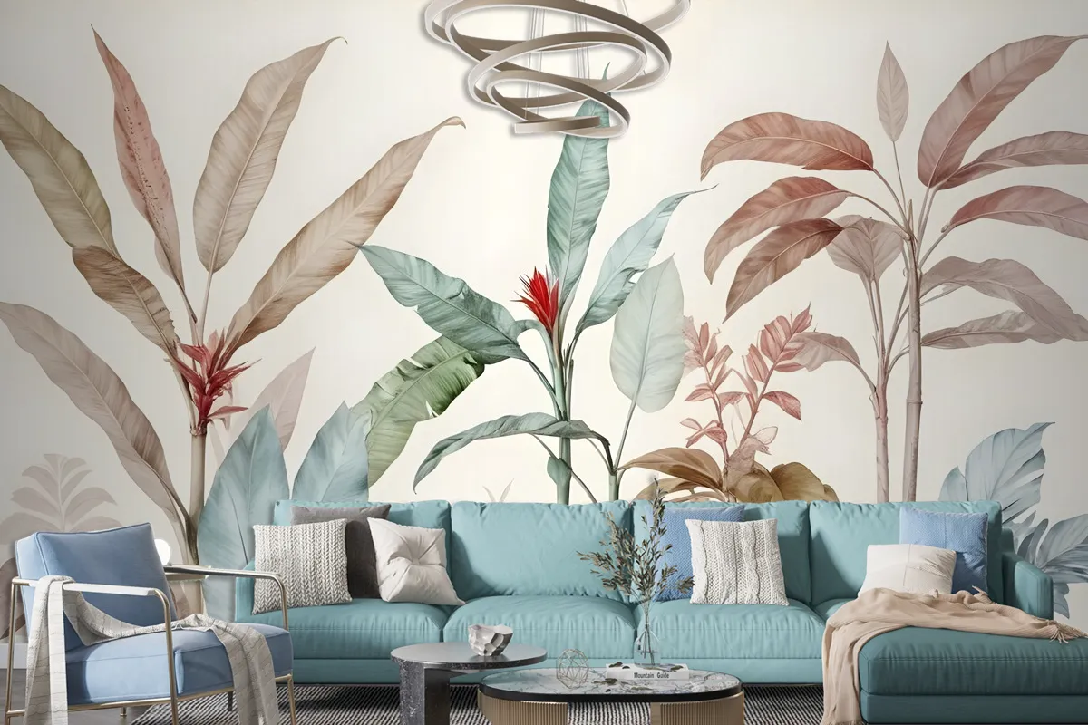 Colorful Tropical Banana Tree Wallpaper Mural