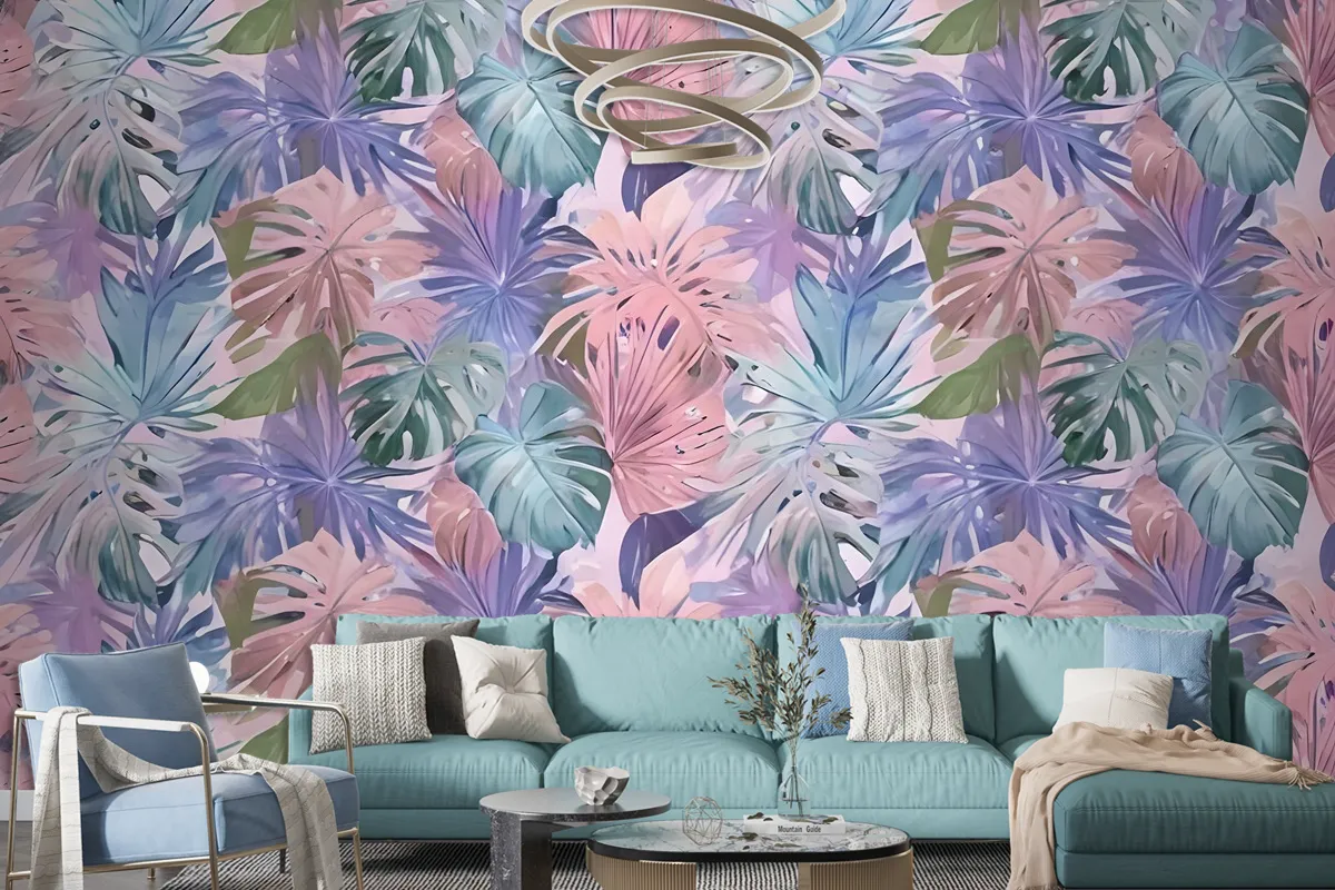 Colorful Tropical Leaf Wallpaper Mural