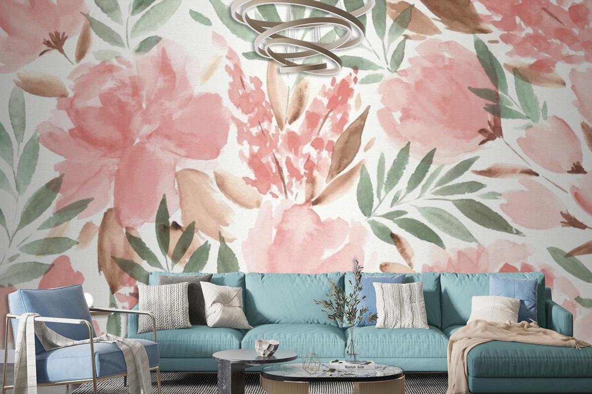 Colorful Watercolor Floral Background Wallpaper Mural