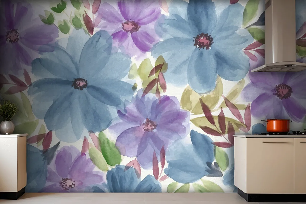 Colorful Watercolor Floral Wallpaper Mural